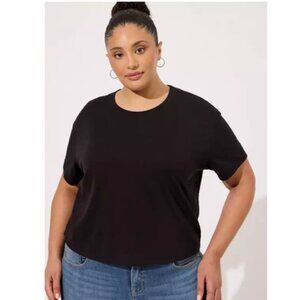 Torrid Signature Soft Jersey Relaxed Crew Tee In Deep Black
